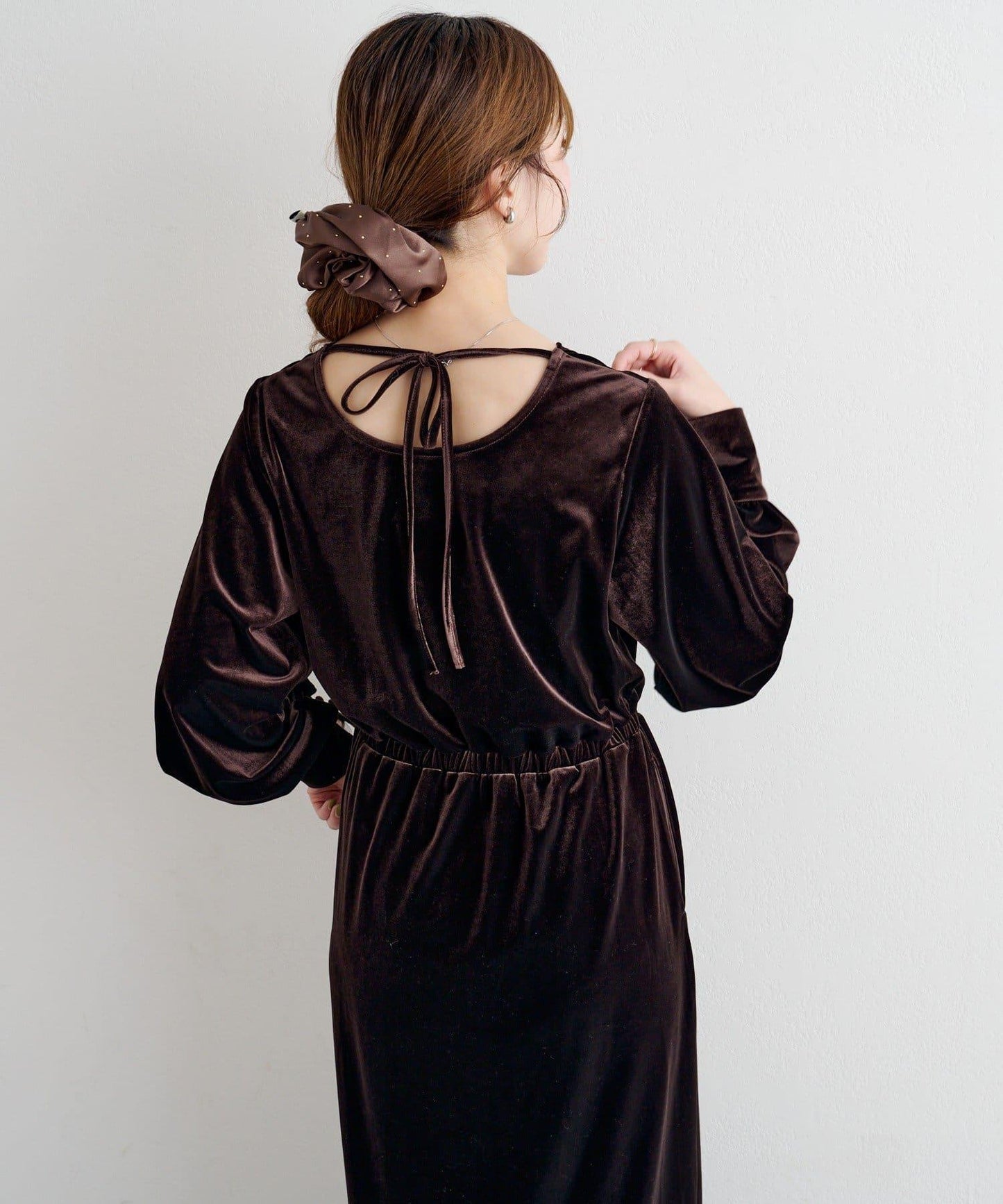 【2尺碼可選】B 天鵝絨2WAY連衣裙