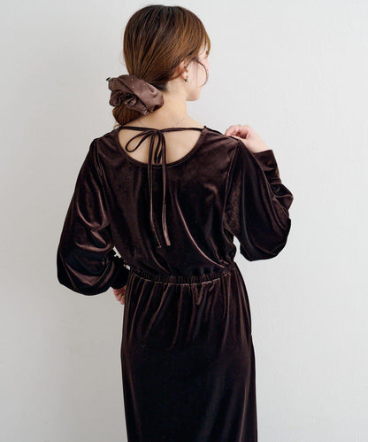 【2尺碼可選】B 天鵝絨2WAY連衣裙