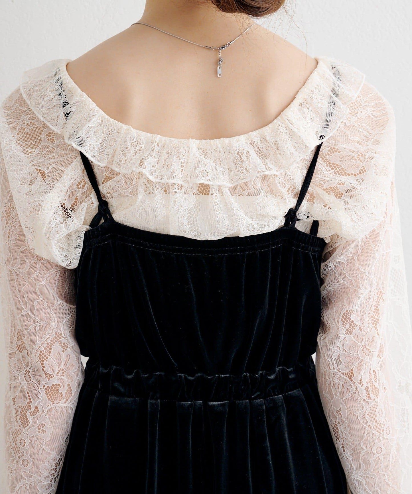 B 蕾絲上衣套裝天鵝絨連體褲