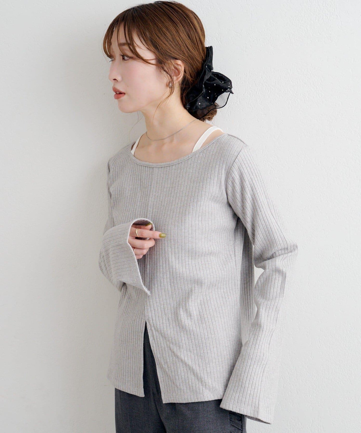 B 金銀絲羅紋開叉上衣