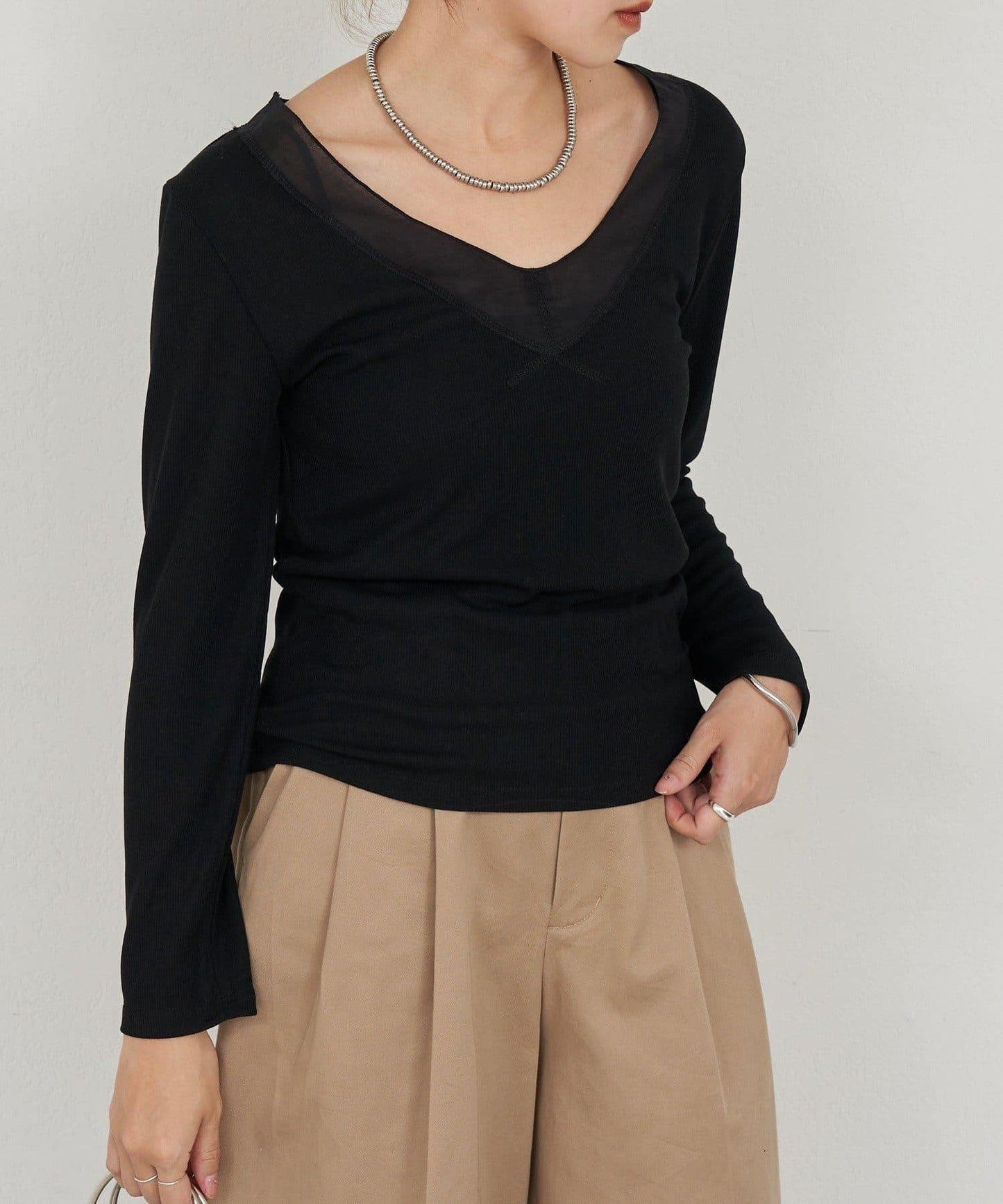 【26SS】透視拼接長袖T恤