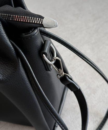 仿皮褶皺單肩包