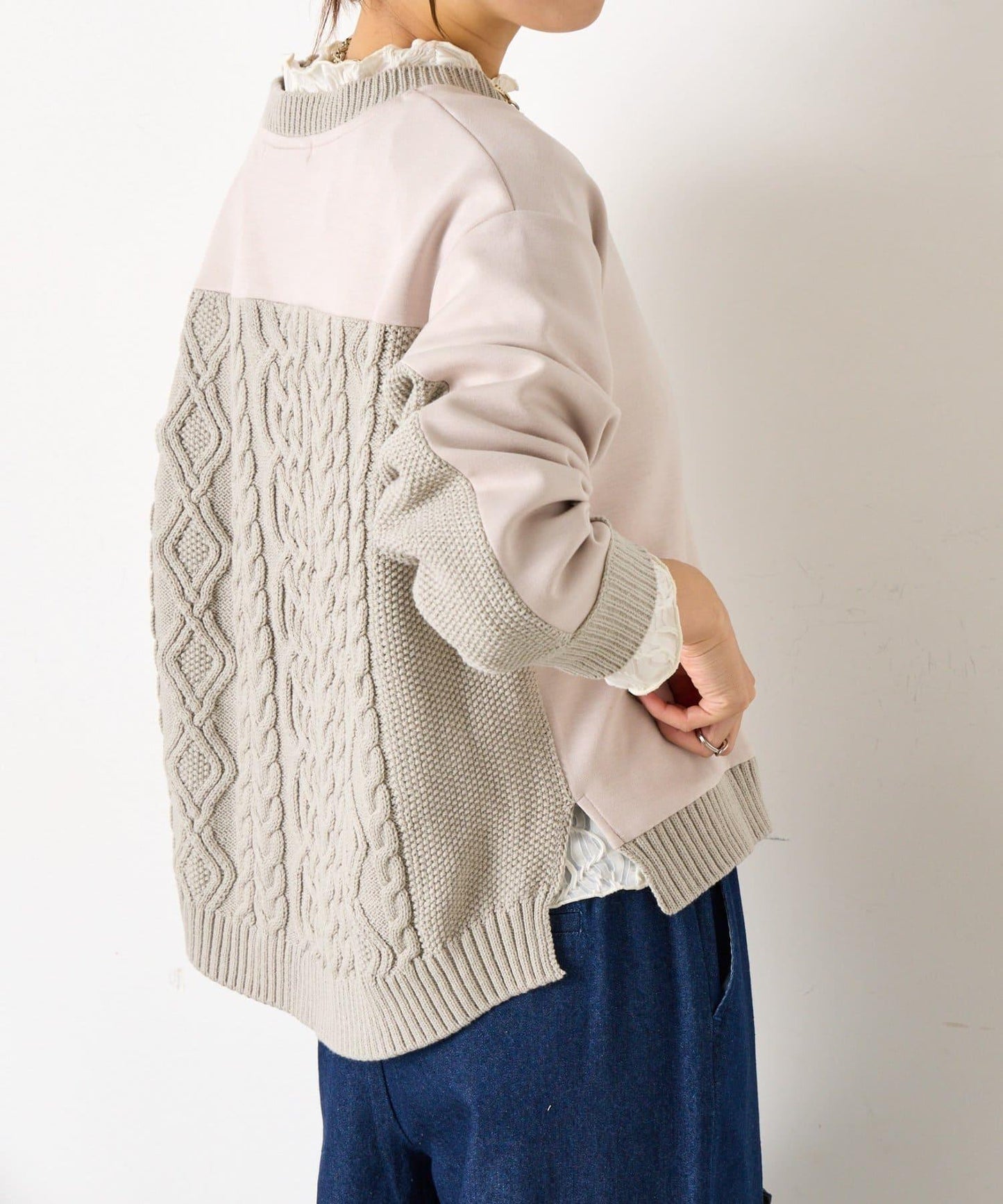 麻花針織套頭衫