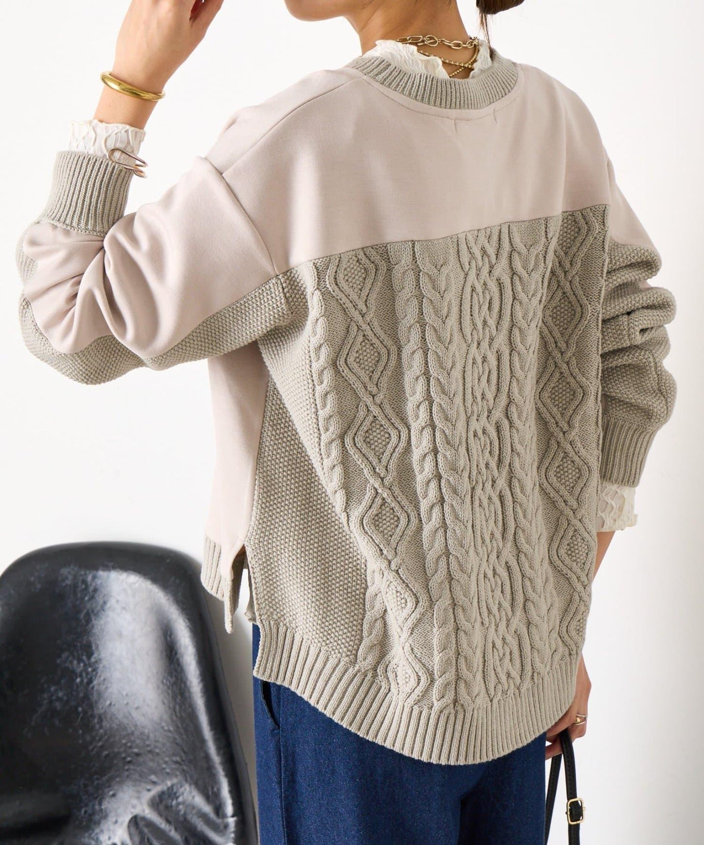 麻花針織套頭衫