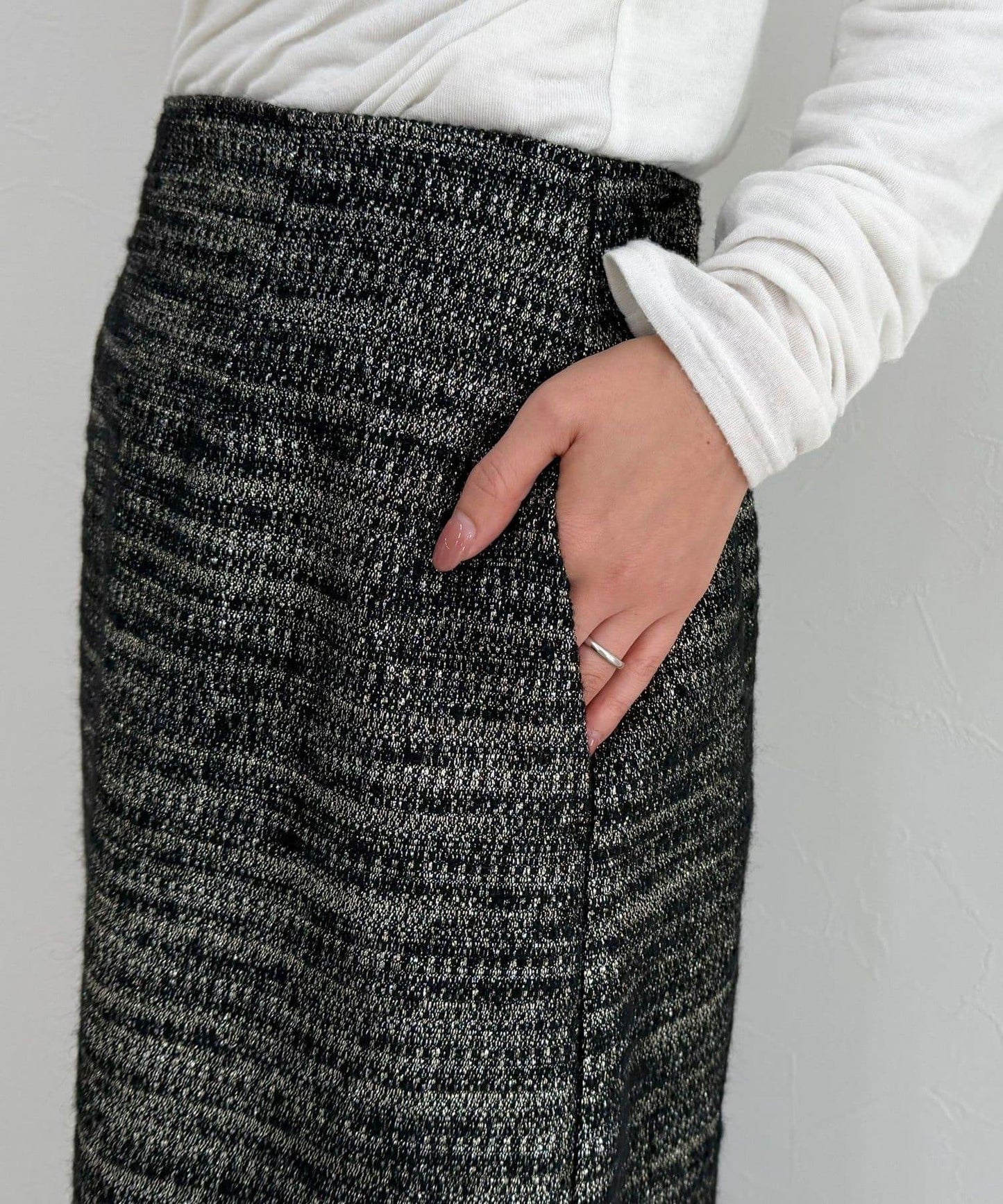 亮片粗花呢半身裙