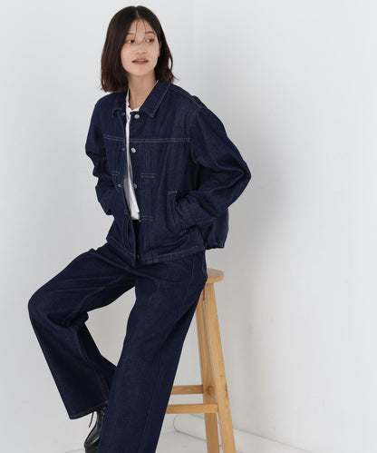 軟牛仔拼接夾克