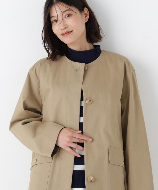 帶內襯翻蓋無領大衣