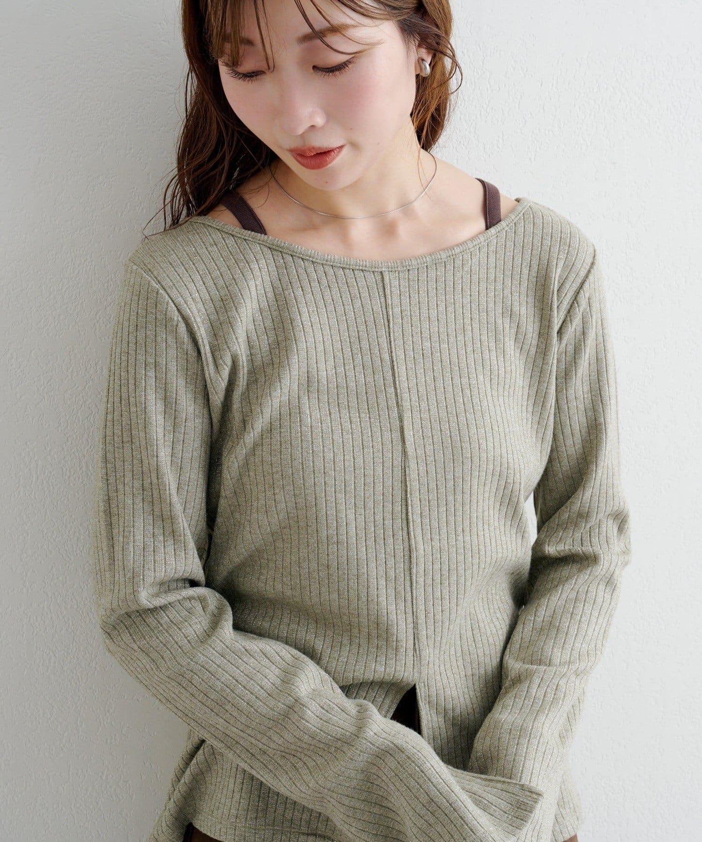 B 金銀絲羅紋開叉上衣