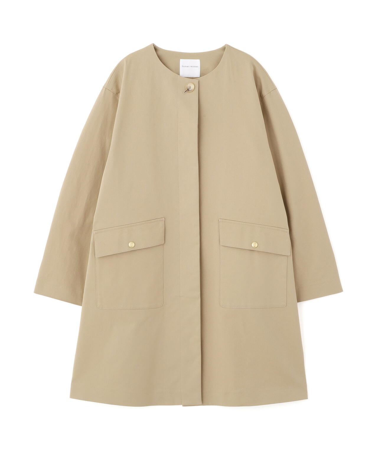 帶內襯翻蓋無領大衣