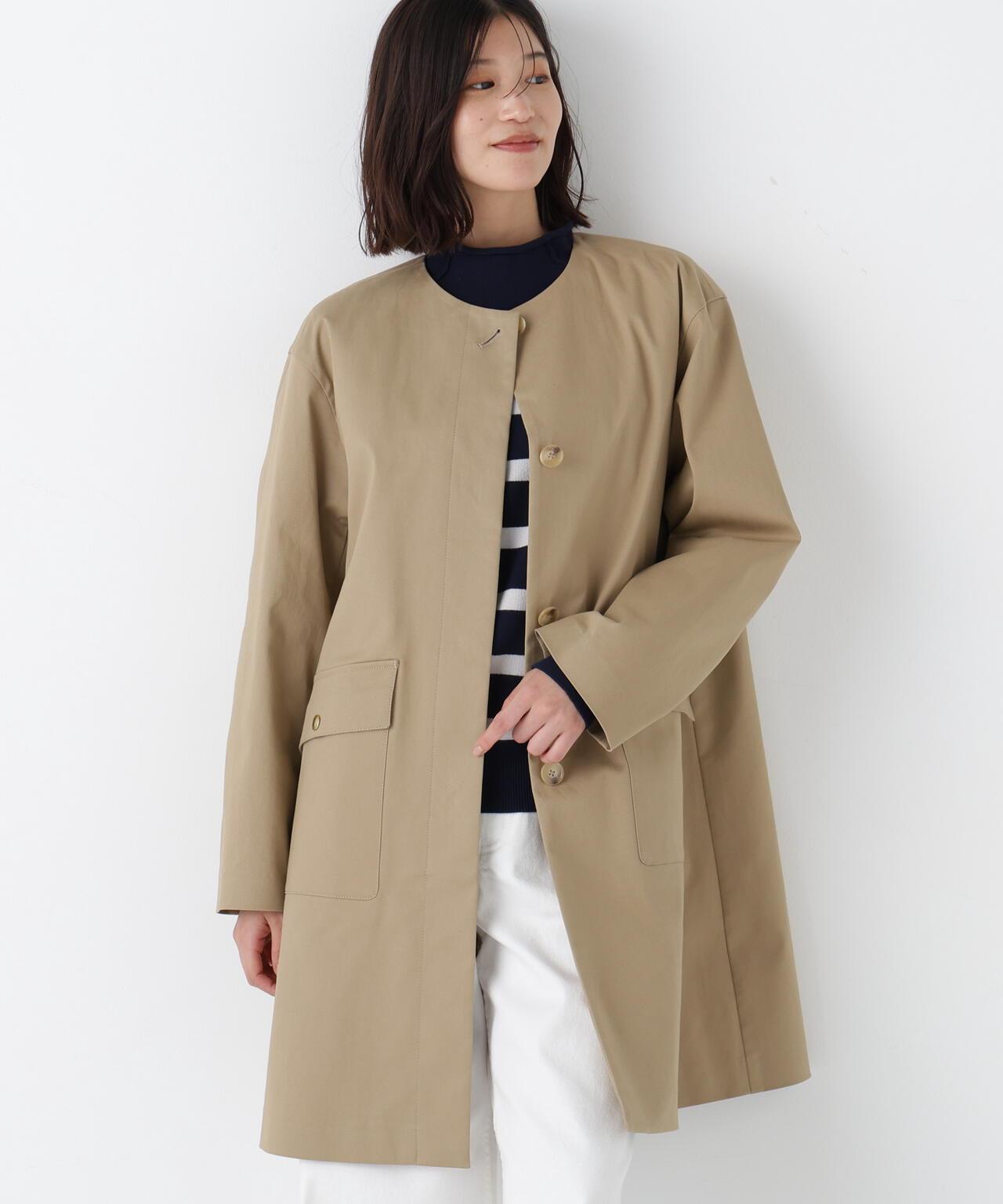 帶內襯翻蓋無領大衣