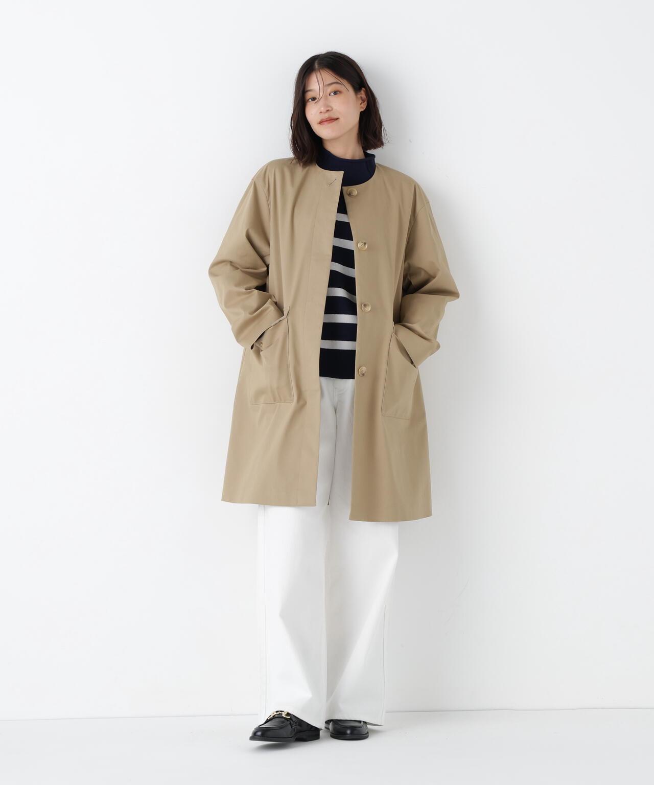 帶內襯翻蓋無領大衣