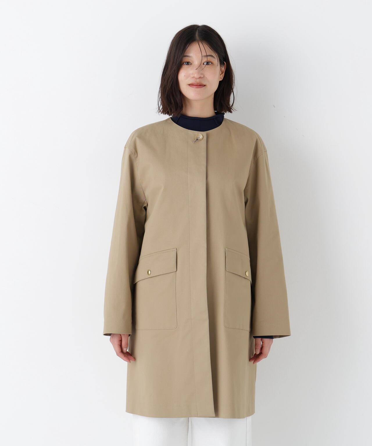 帶內襯翻蓋無領大衣