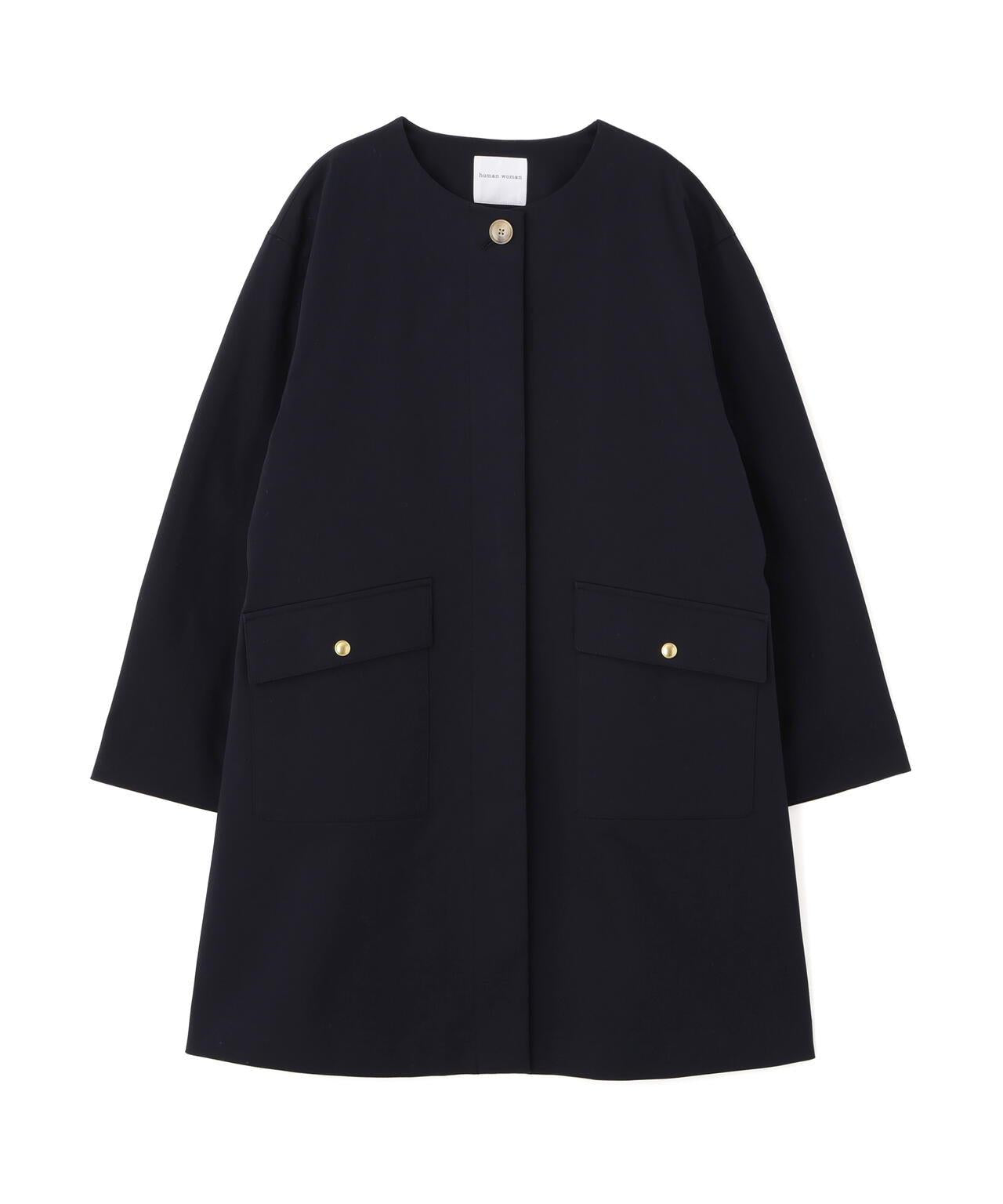 帶內襯翻蓋無領大衣