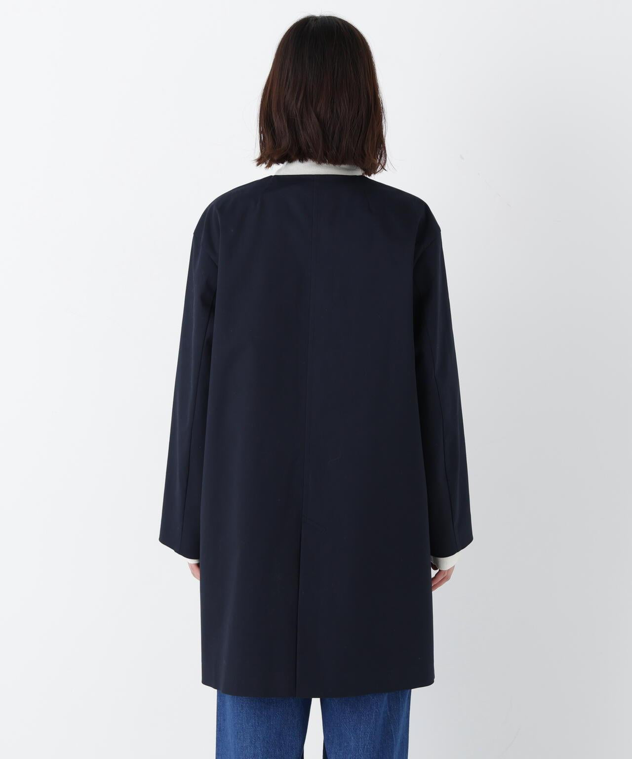 帶內襯翻蓋無領大衣