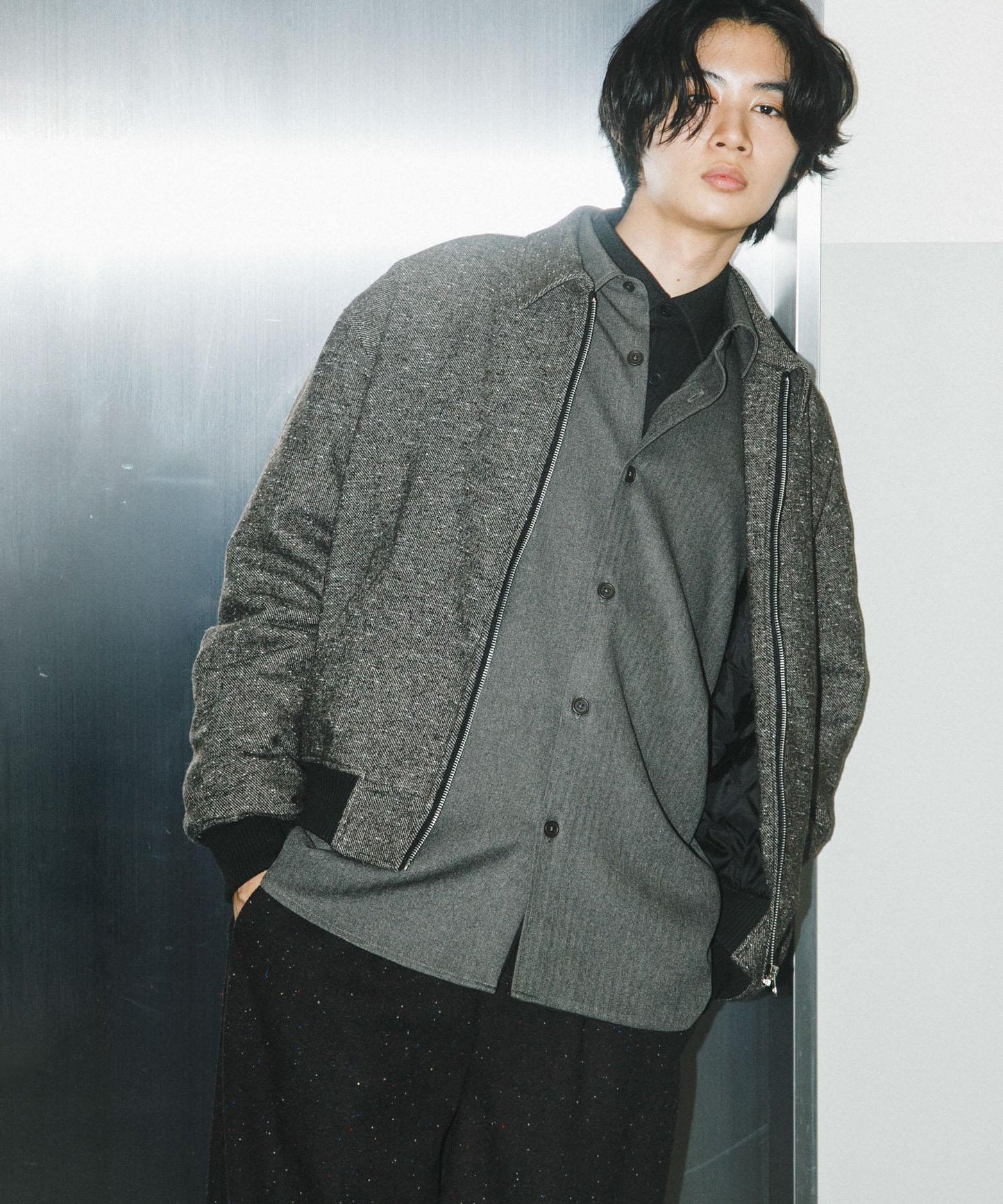 羊毛混紡彩點夾克