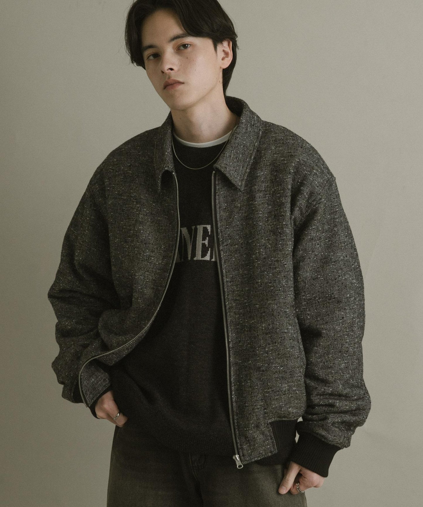 羊毛混紡彩點夾克