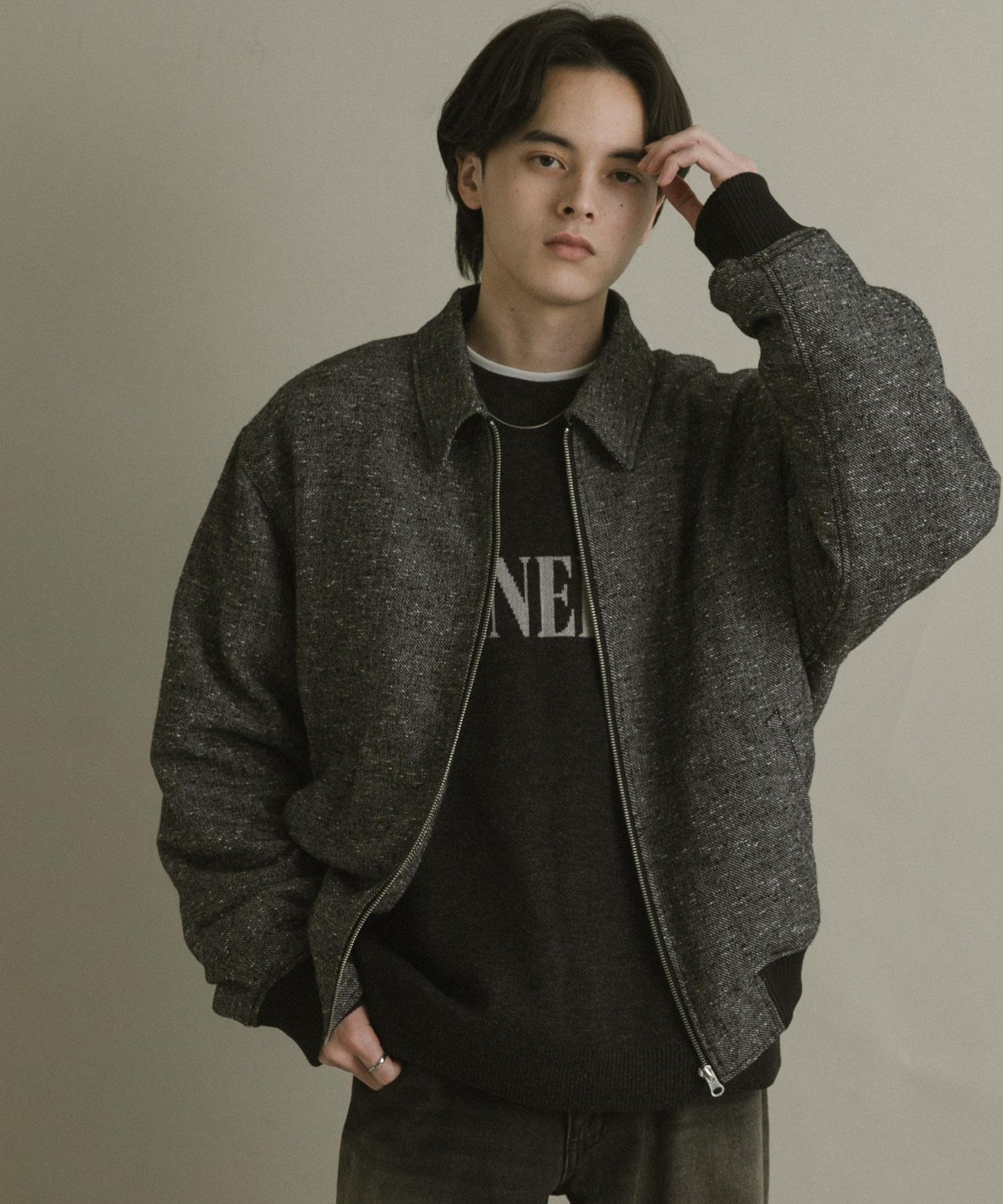 羊毛混紡彩點夾克