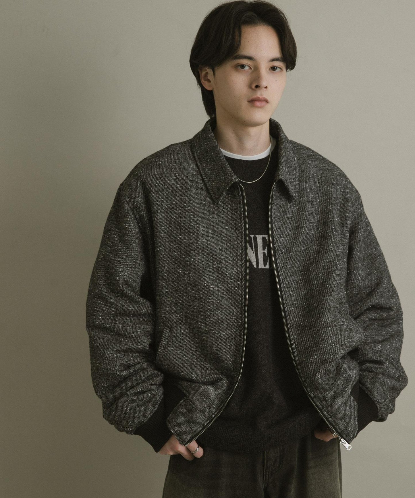 羊毛混紡彩點夾克