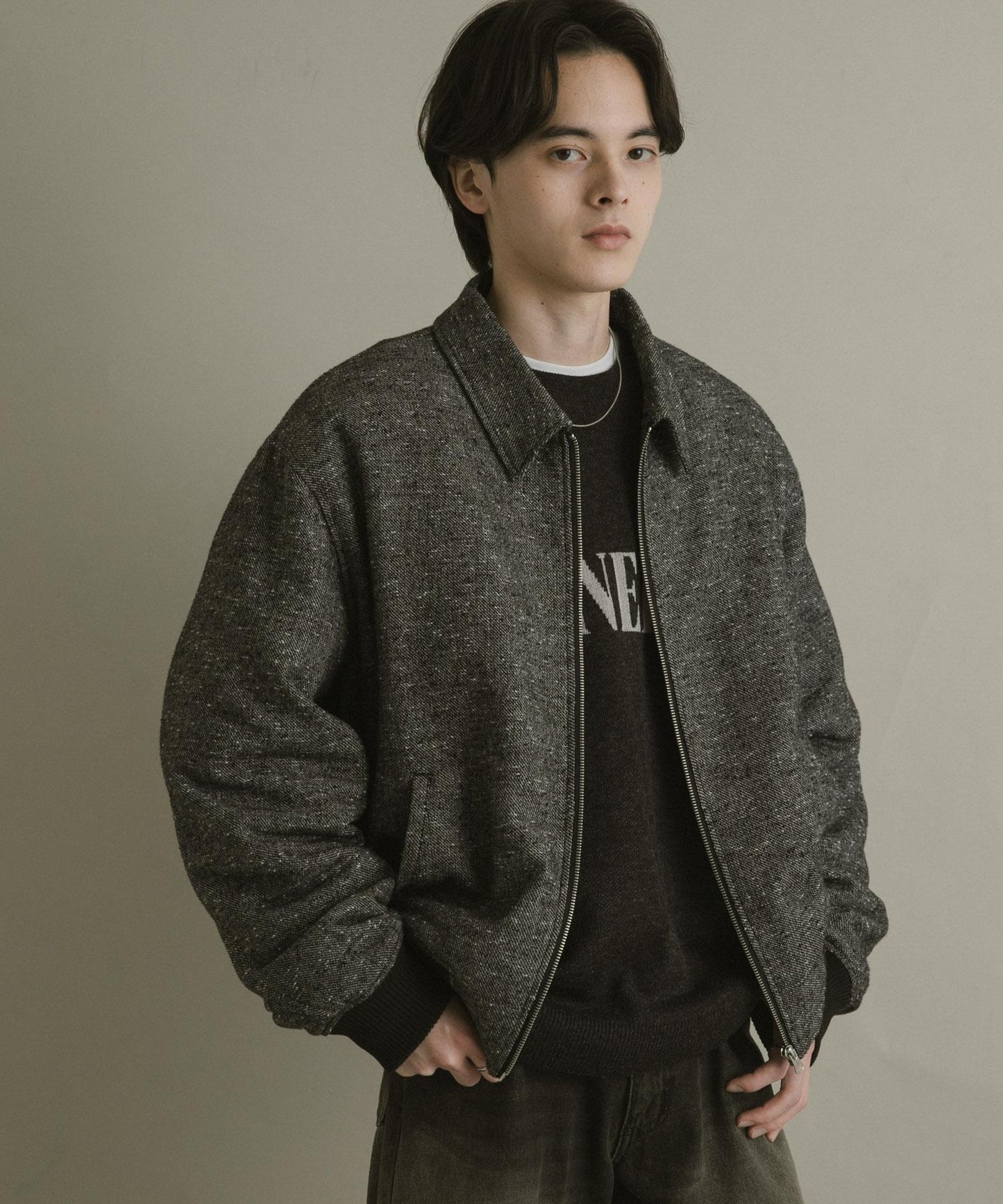 羊毛混紡彩點夾克