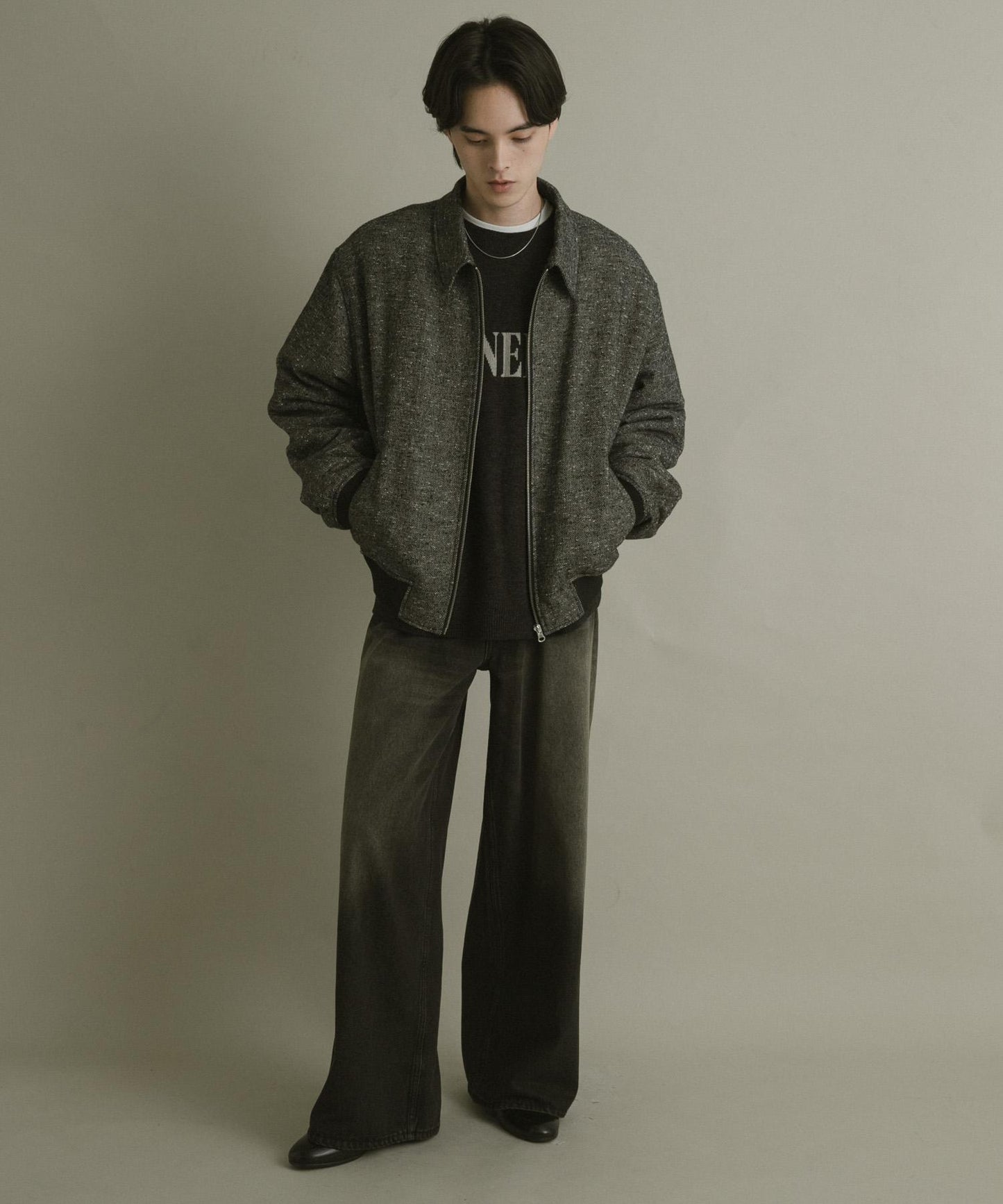 羊毛混紡彩點夾克