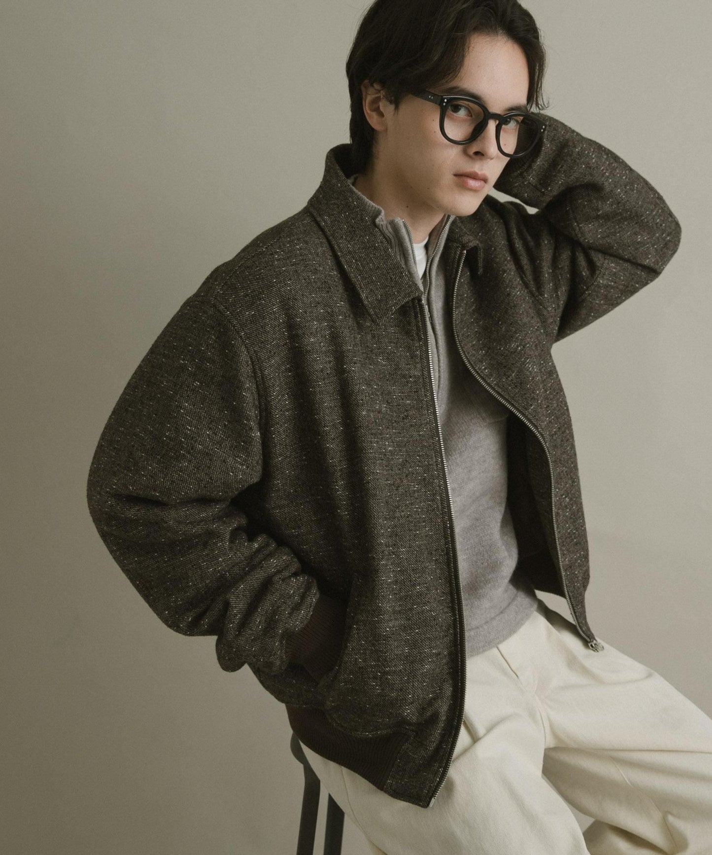 羊毛混紡彩點夾克