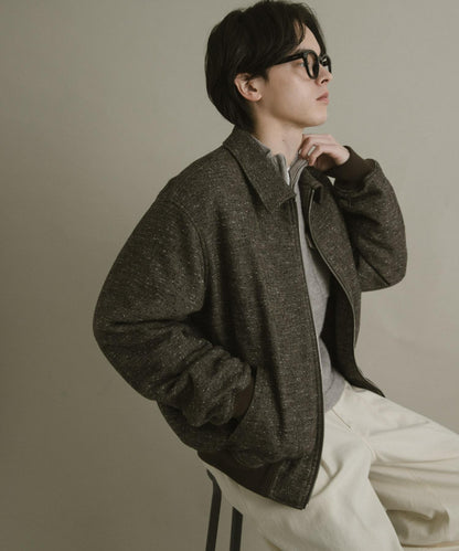 羊毛混紡彩點夾克