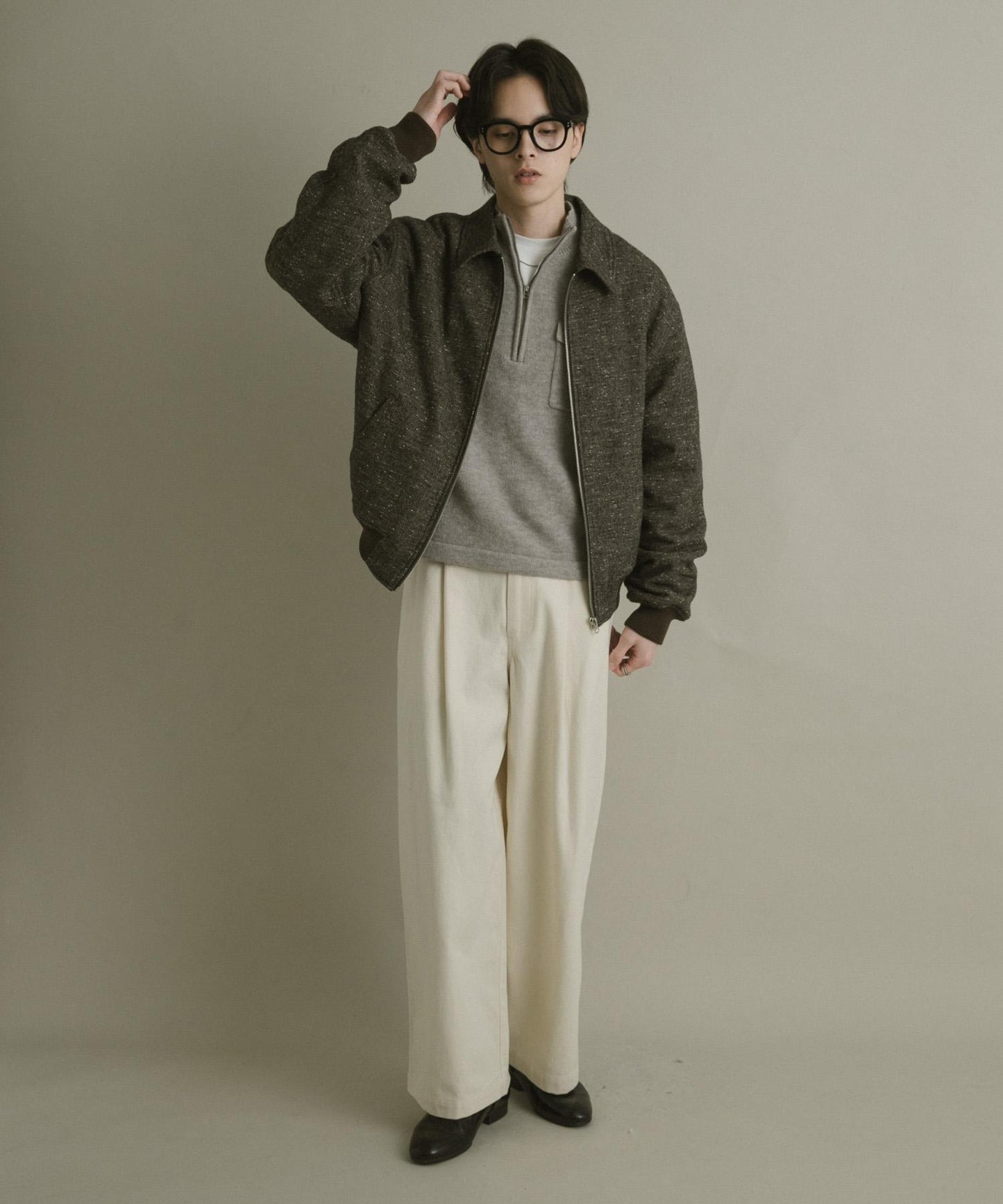 羊毛混紡彩點夾克