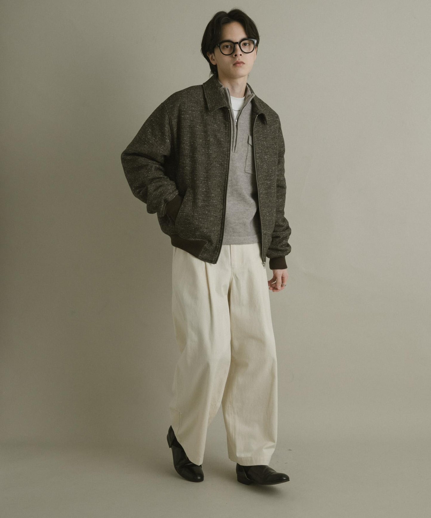 羊毛混紡彩點夾克