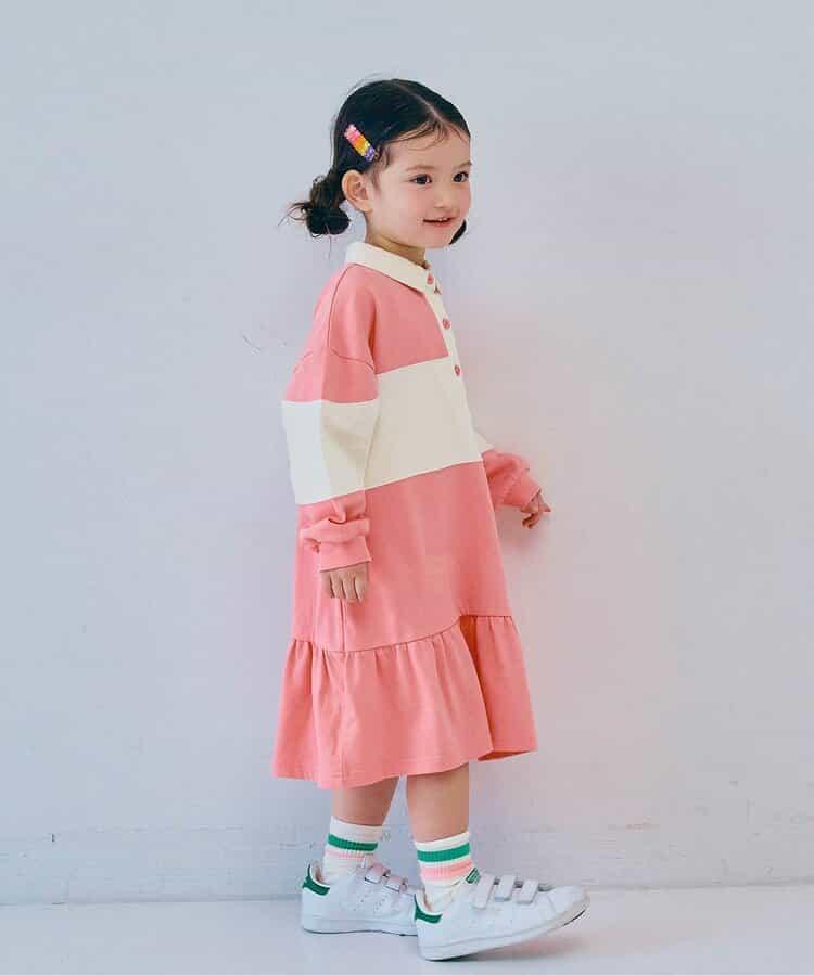 春季拼接色長袖下襬荷葉邊連衣裙 Link