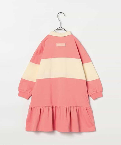 春季拼接色長袖下襬荷葉邊連衣裙 Link