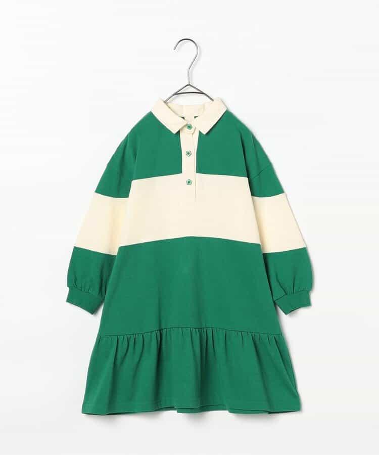 春季拼接色長袖下襬荷葉邊連衣裙 Link