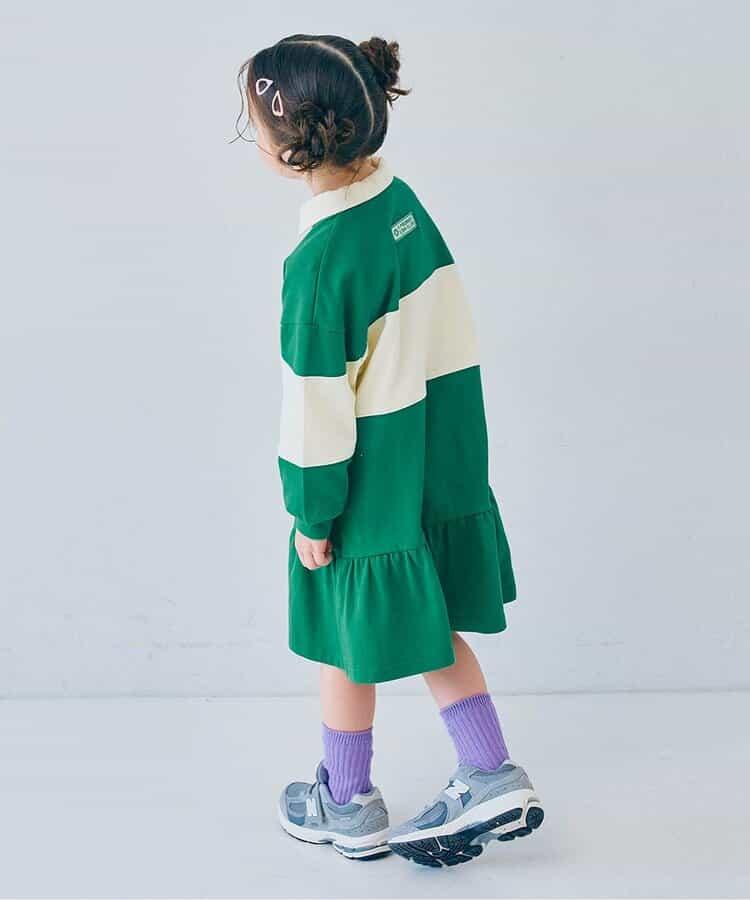 春季拼接色長袖下襬荷葉邊連衣裙 Link