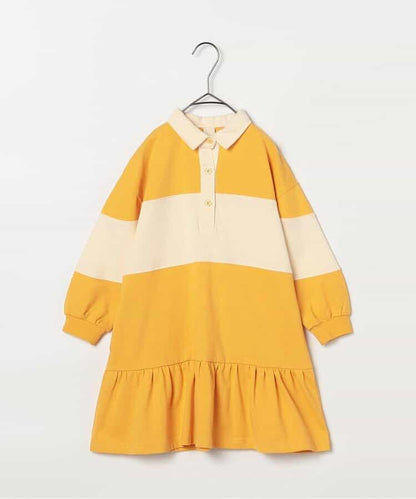 春季拼接色長袖下襬荷葉邊連衣裙 Link