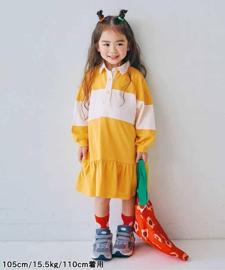 春季拼接色長袖下襬荷葉邊連衣裙 Link