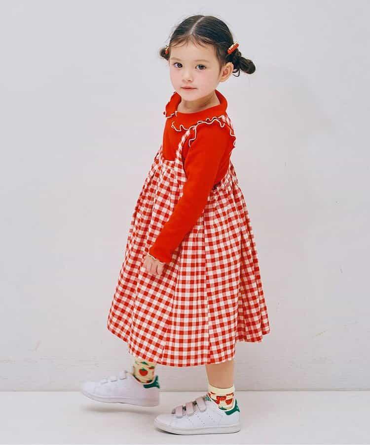 格子連衣裙&波浪邊上衣套裝 Link