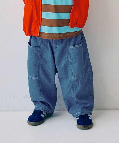 拼接設計寬鬆長褲 Link