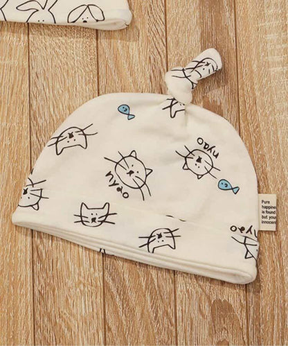 貓兔紗布繫帶帽