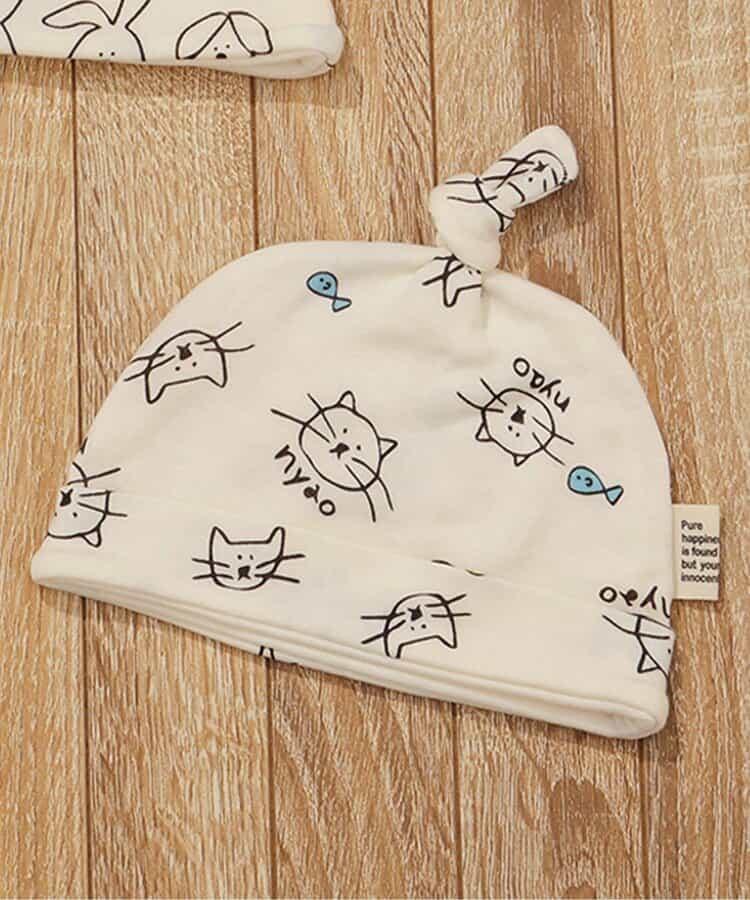 貓兔紗布繫帶帽