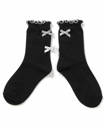 後綁帶荷葉邊襪