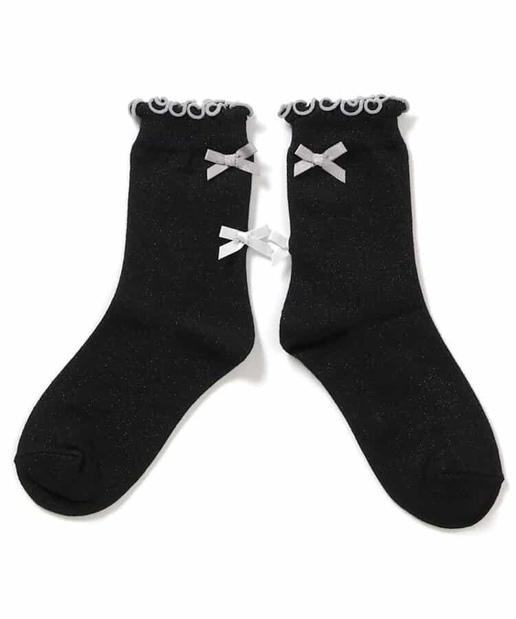 後綁帶荷葉邊襪