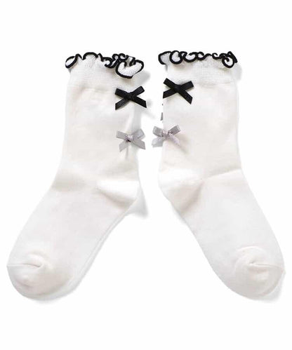 後綁帶荷葉邊襪