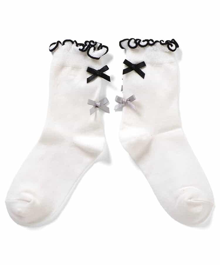 後綁帶荷葉邊襪