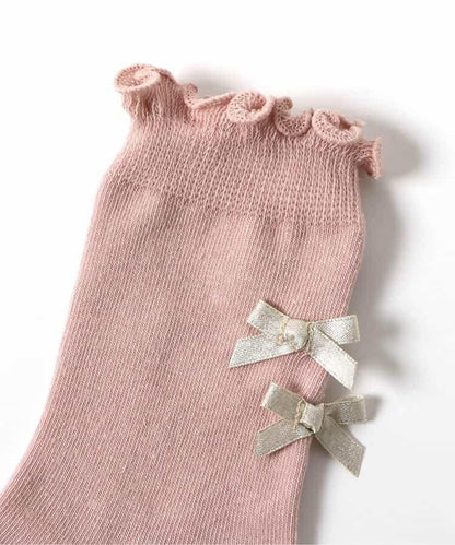 後綁帶荷葉邊襪