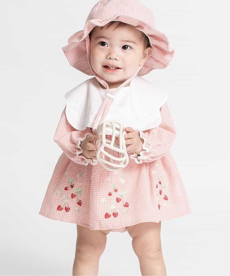 水果刺繡褶皺設計連體衣