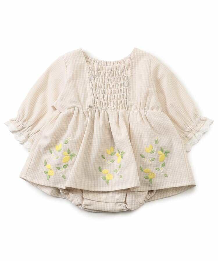 水果刺繡褶皺設計連體衣