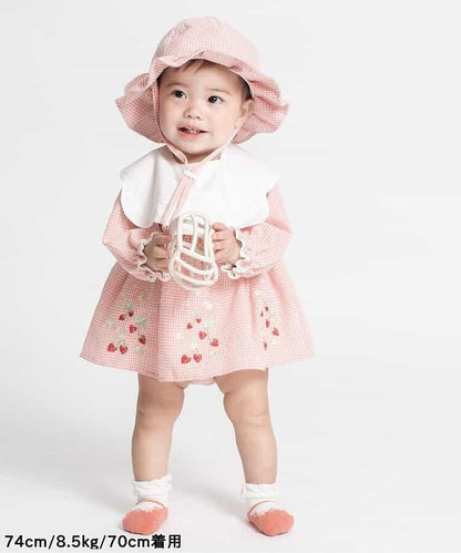 水果刺繡褶皺設計連體衣