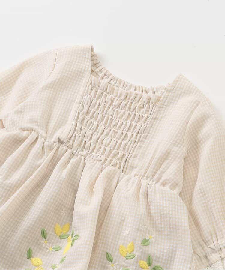 水果刺繡褶皺設計連體衣