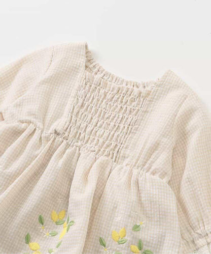 水果刺繡褶皺設計連體衣