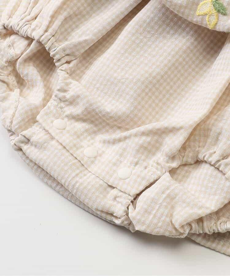 水果刺繡褶皺設計連體衣