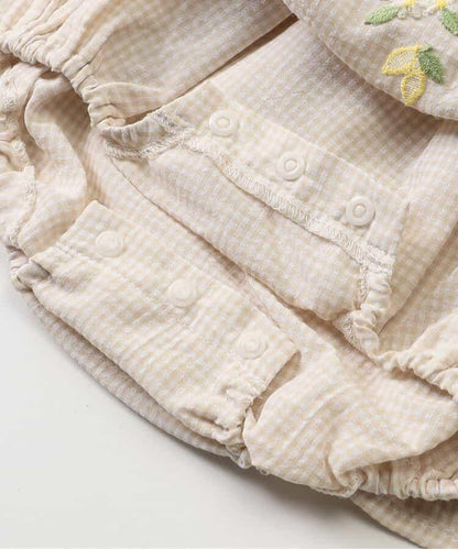 水果刺繡褶皺設計連體衣